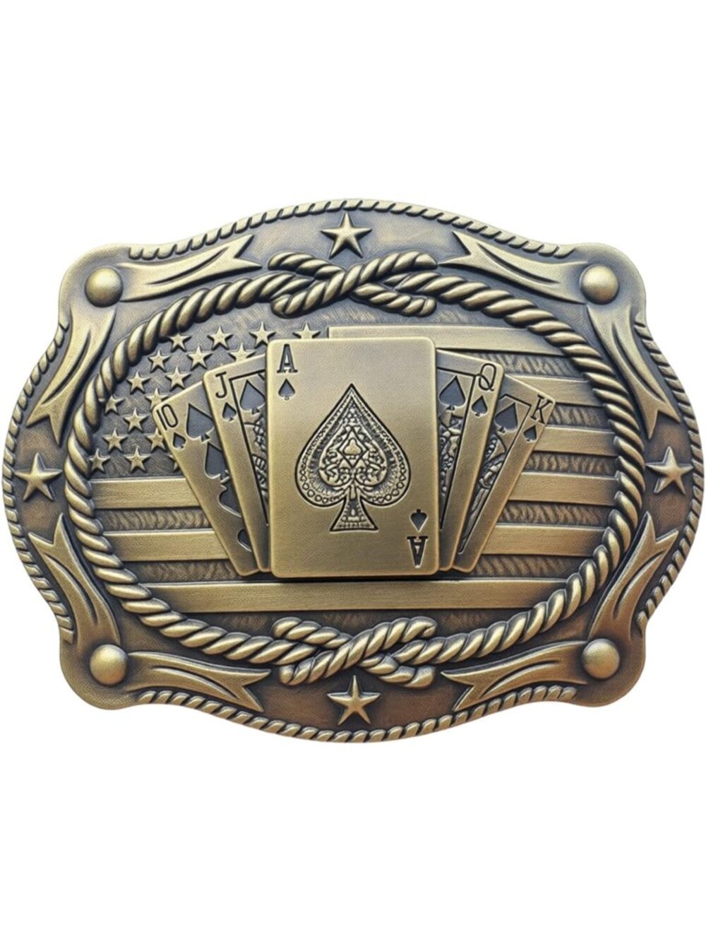 Men 012 Bronze Poker Vintage Cowboy Buckle Texas Map Longhorn Rodeo Belt